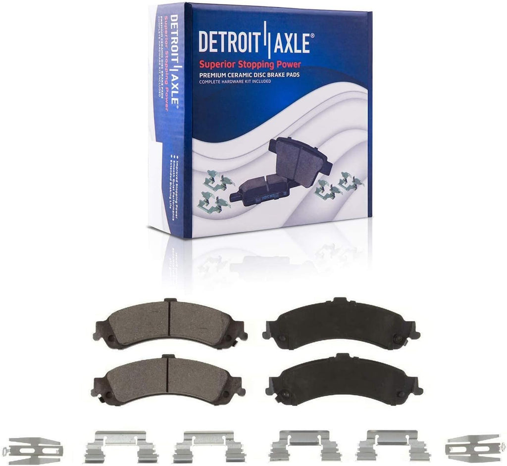 Detroit Axle - Brake Kit for Chevy Silverado 1500 Tahoe GMC Sierra 1500 Yukon Cadillac Escalade, Front Rear Drilled Slotted Brake Rotors Ceramic Brake Pads Wheel Lug Nuts Socket Keys Replacement