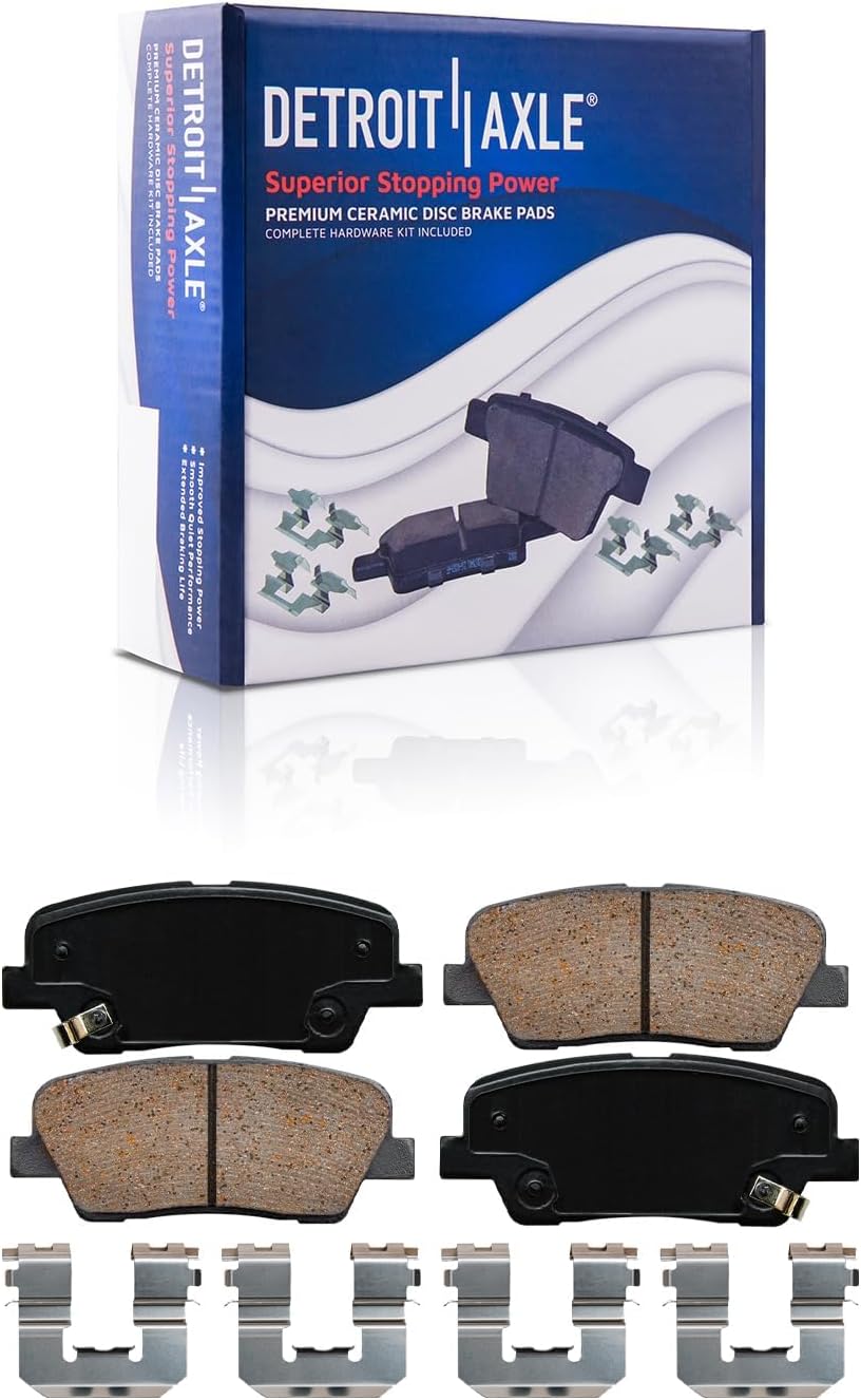 Detroit Axle - 10pc Brake Kit for Hyundai 2013 2014 Santa Fe, Disc Brake Rotors Ceramic Brakes Pads with Hardware Replacement : 12.60' inch Front and 11.89' inch Rear Rotors