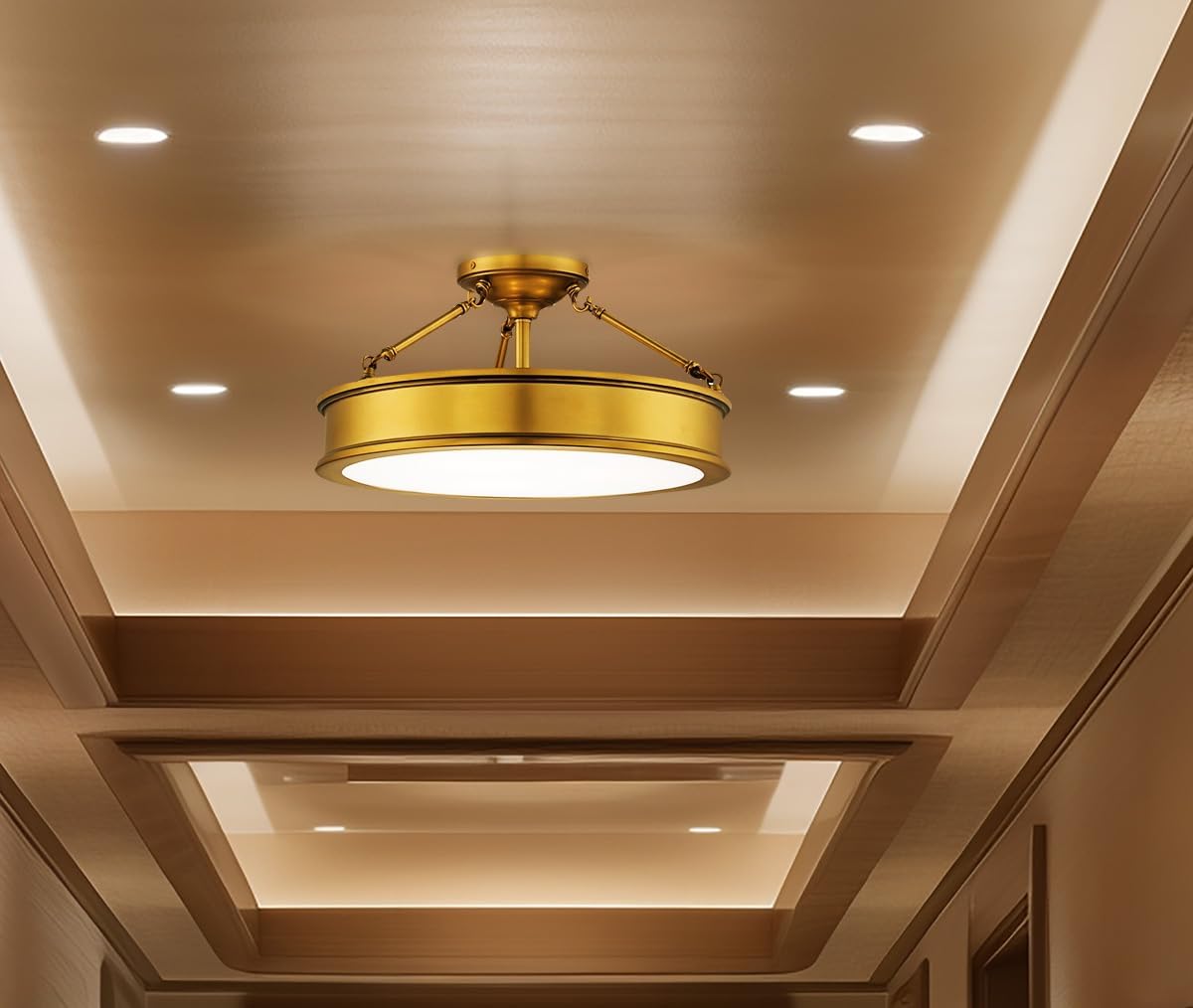 Minka Lavery 4177-249 Harbour Point Semi-Flush, 3-Light, 300 Total Watts, 19-in H x 9.75-in W, Liberty Gold