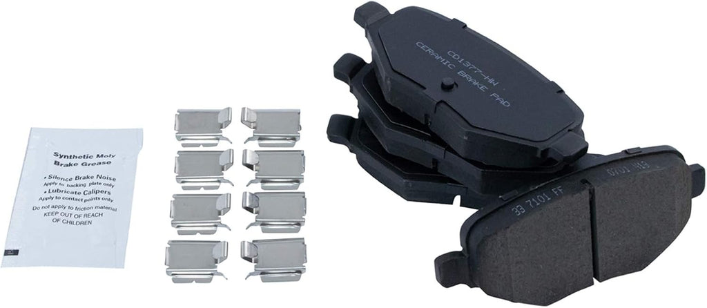 TRQ Performance Rear Brake Pad and Rotor Set Ceramic Slotted Drilled Coated Rotors Calipers Compatible with 2010-2018 Ford Explorer 2010-2012 Flex 2013-2018 Taurus 2010-2013 Lincoln MKT