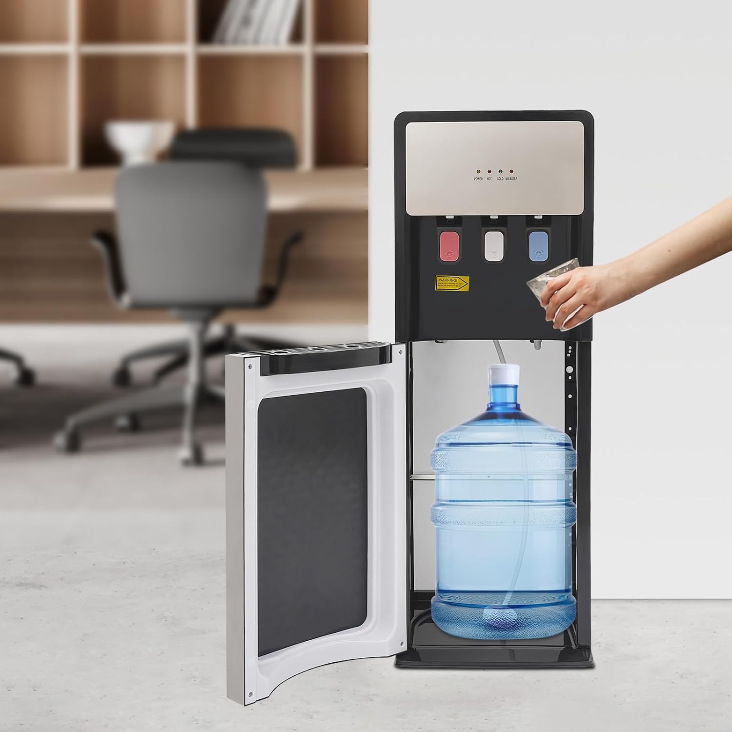 Bottom Loading Water Cooler Dispenser, Hot & Cold Water Cooler Countertop Electric Hot and Cold Water Dispenser with 3 Temperature Settings for Home, Office, Commercial (Silver Grey)