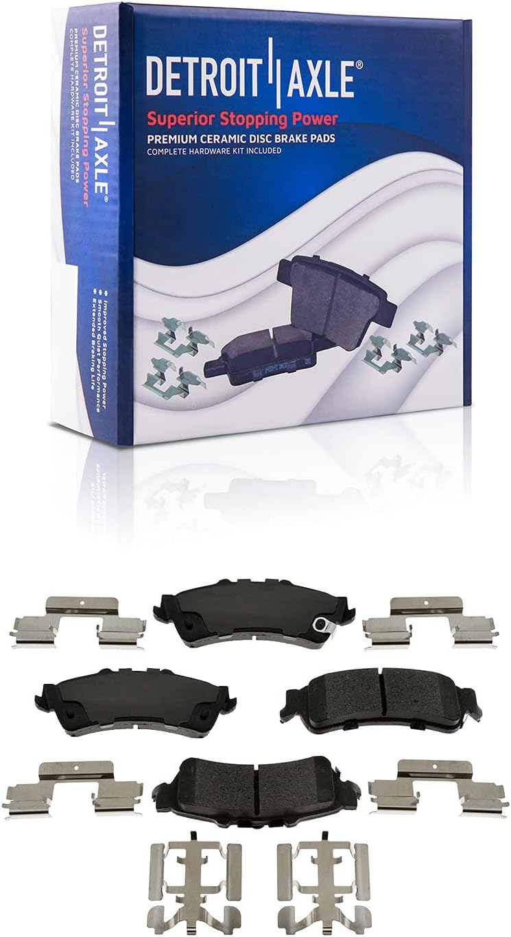 Detroit Axle - Rear Brake Kit for Chevy GMC Silverado Sierra 1500 Astro Tahoe Safari Yukon Drilled & Slotted Brake Rotors Brake Caliper Ceramic Brakes Pads Replacement