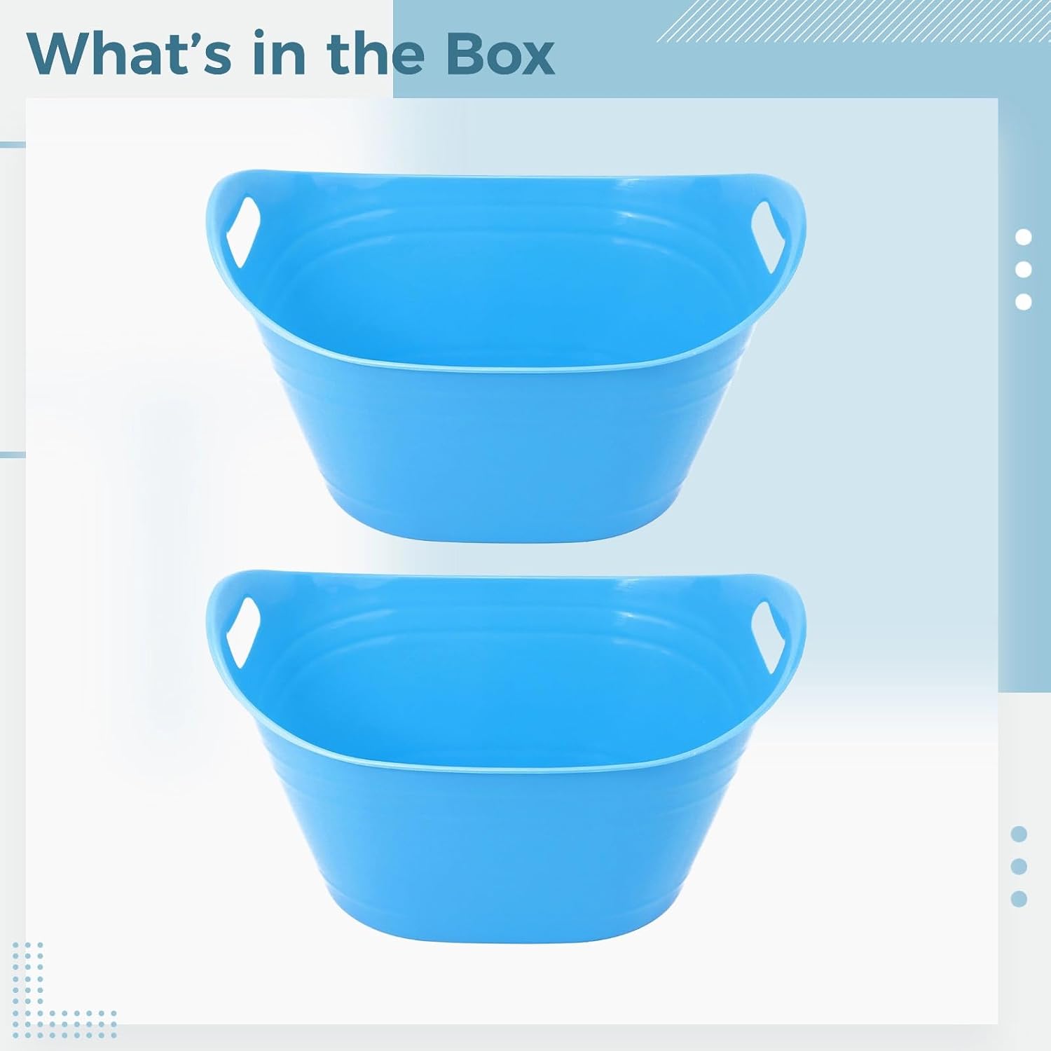 2 Pcs Large Ice Buckets, 16.9 In X 9.4 In, Blue, Pp Plastic For Party, Drink Chiller, Bbq, Picnic, Bar, Portable