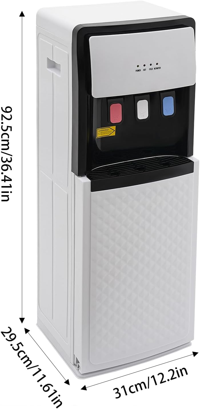 Bottom Loading Water Dispenser, 3 Temperatures - Room, Hot & Cold Water Dispensers for 5 Gallon Bottles, Bottom Load 5 Gallon Water Dispenser for Home, Office, Living Room (White)