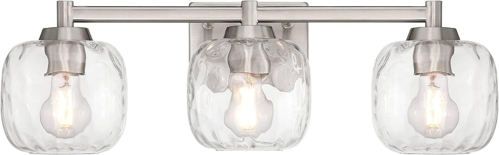 Possini Euro Design Possini Euro Mio 23' W Brushed Nickel Water Glass 3-Light Bath Light