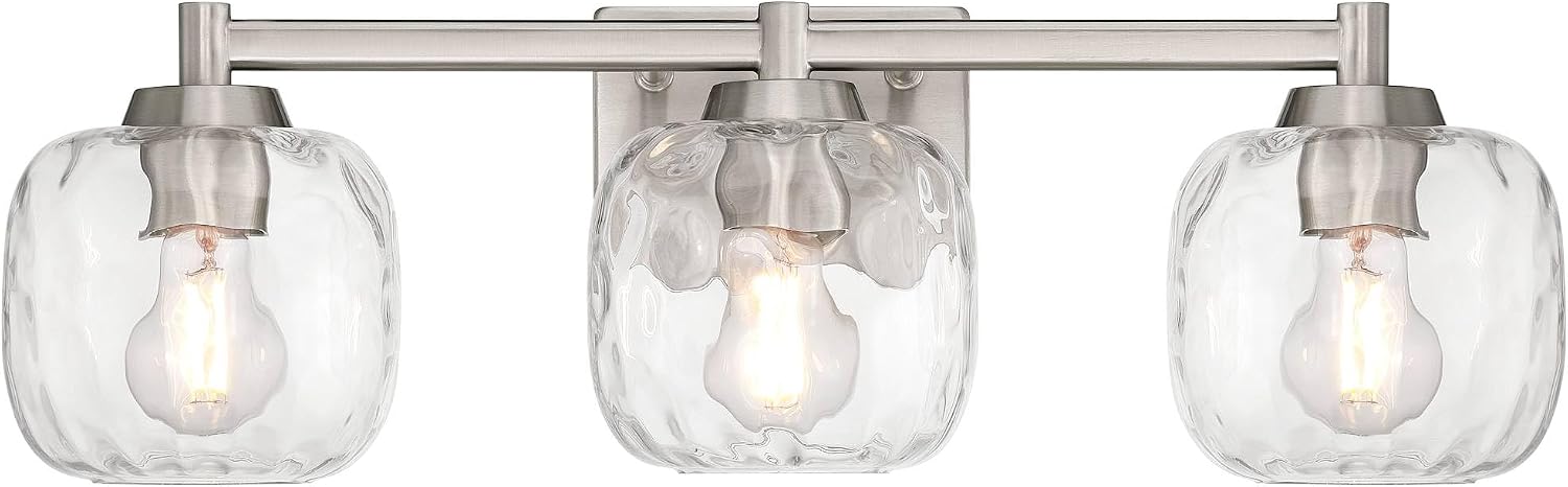 Possini Euro Design Possini Euro Mio 23' W Brushed Nickel Water Glass 3-Light Bath Light