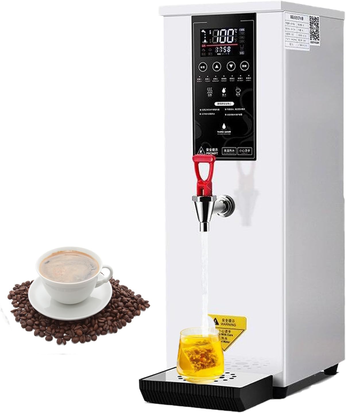 Commercial Hot Water Dispenser, Stainless Steel Autofill Boiler, 2.5kW Electric Countertop, Non Drip Tap, Ideal for Tea, Coffee, Desserts in Hotels and Cafés (A White)