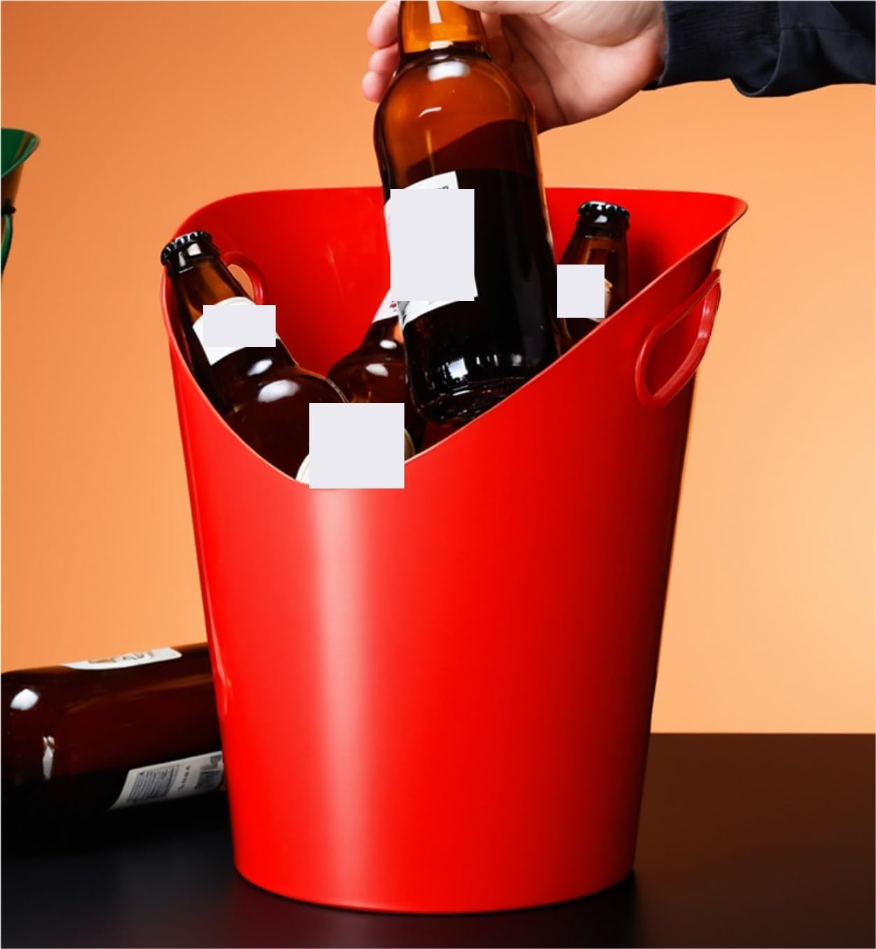 QUQUQ Wine Bucket for Bar Thick Plastic Ice Bucket Slanted Handle for Parties Home Bar KTV Commercial Home Parties Decor(Blue)