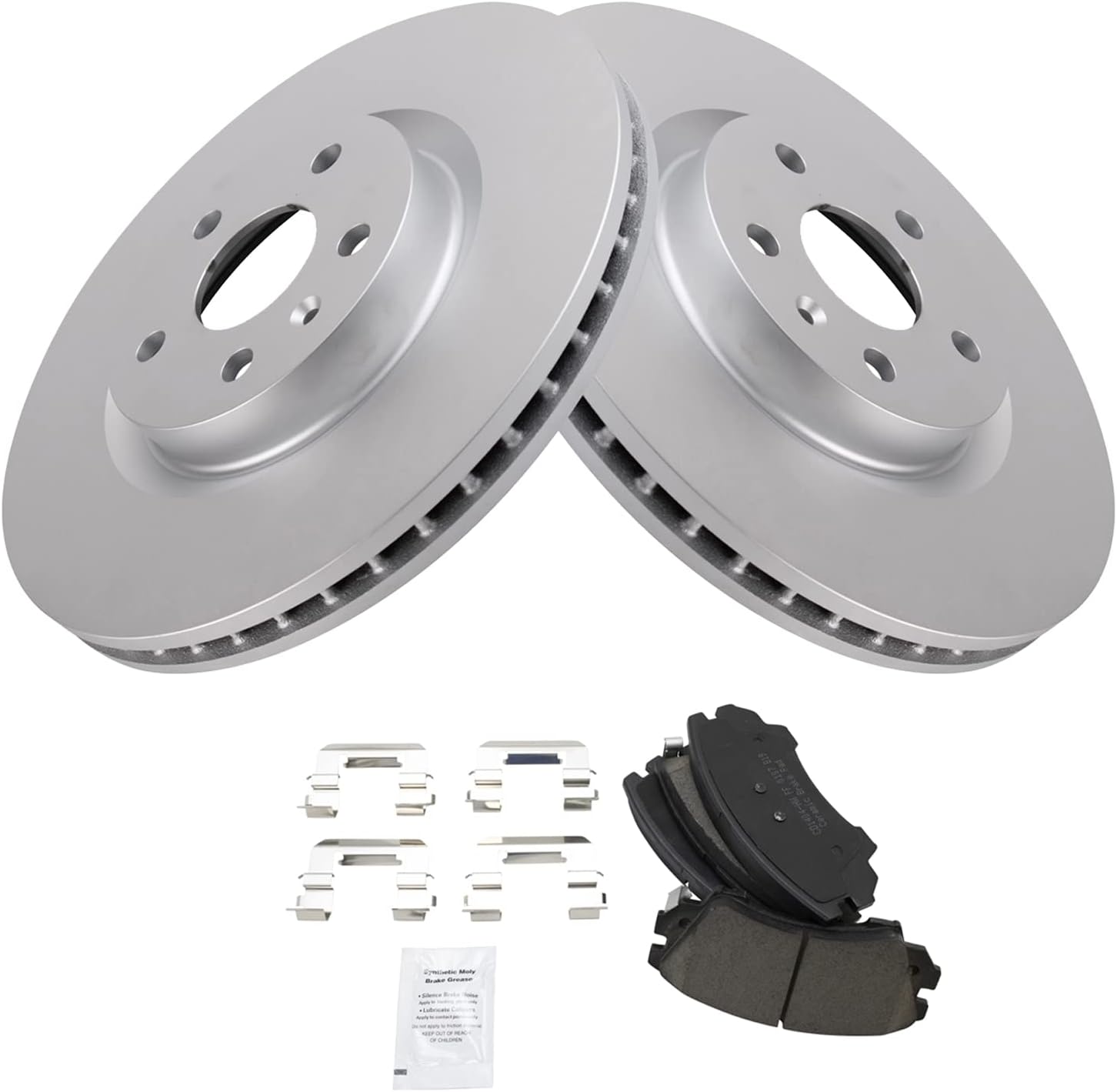 TRQ Front Brake Pad and Rotor Set Ceramic G Coated Vented Rotors Compatible with 2011-2017 Chevrolet Caprice