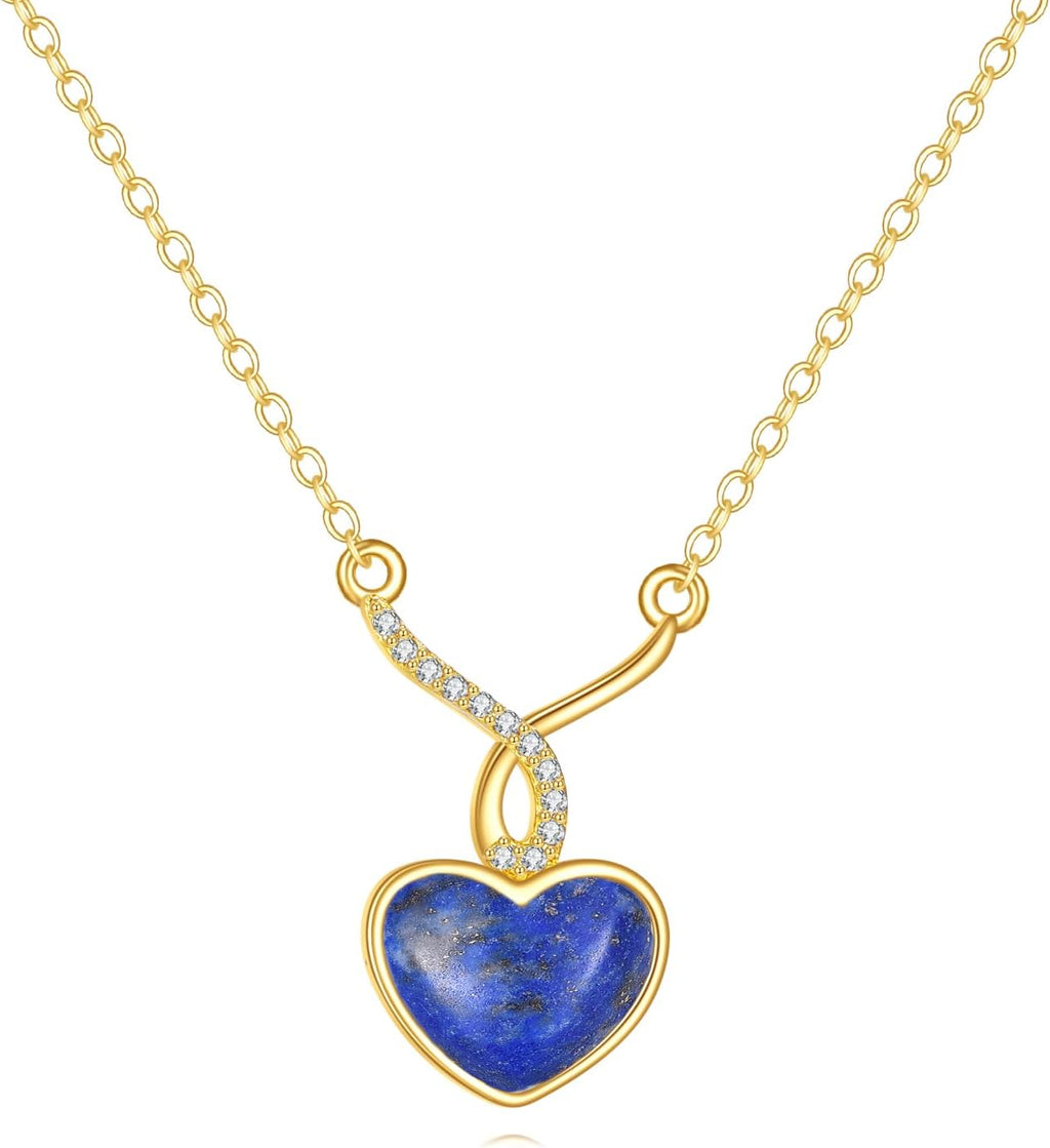DOVRAN 14K Solid Gold Cat/Butterfly/Heart/Teardrop Necklace for Women 14K Gold Opal/Lapis Lazuli/Black Onyx Pendant Jewelry Gift for Women