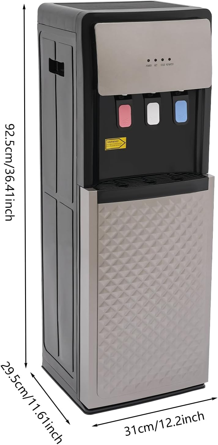 Bottom Loading Water Cooler Dispenser, Hot & Cold Water Cooler Countertop Electric Hot and Cold Water Dispenser with 3 Temperature Settings for Home, Office, Commercial (Silver Grey)