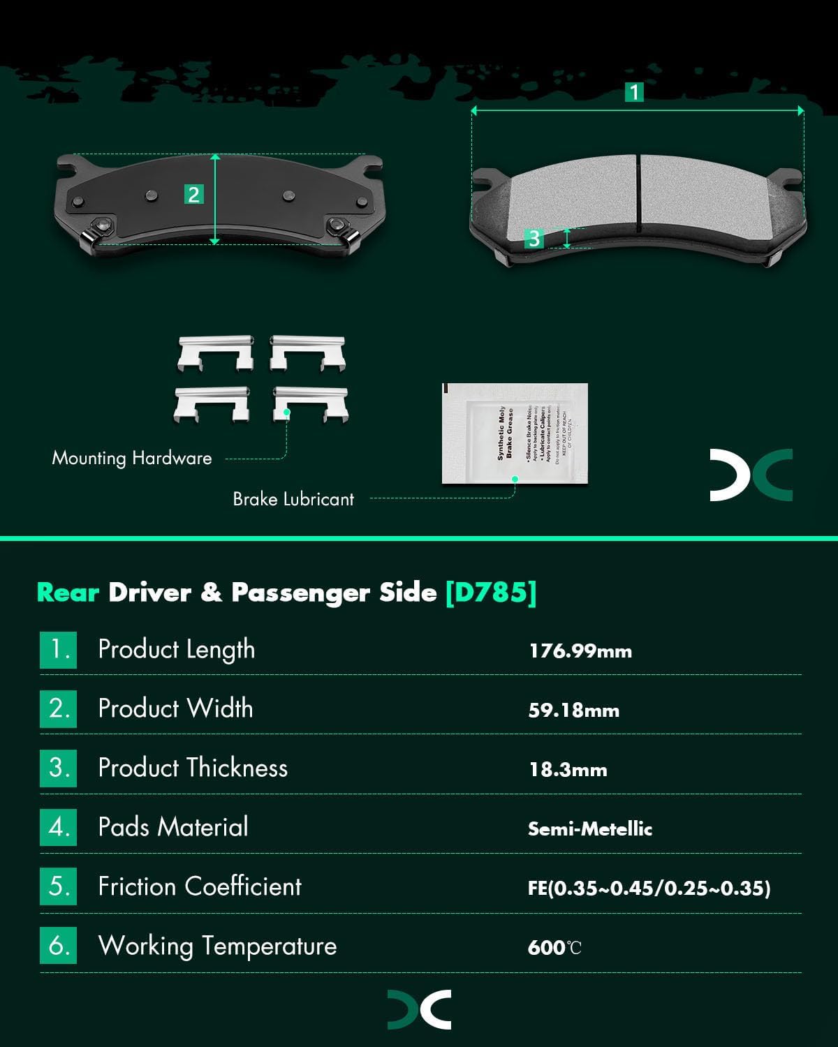 SCITOO 120.6604,55054 ATD785C,D785-7653 2575780255067 ATD834C,D834-7707 Front Rear Brake Pads and Rotors Fit For 2002-2006 For Cadillac Escalade,2003-2006 For Chevrolet Avalanche 1500