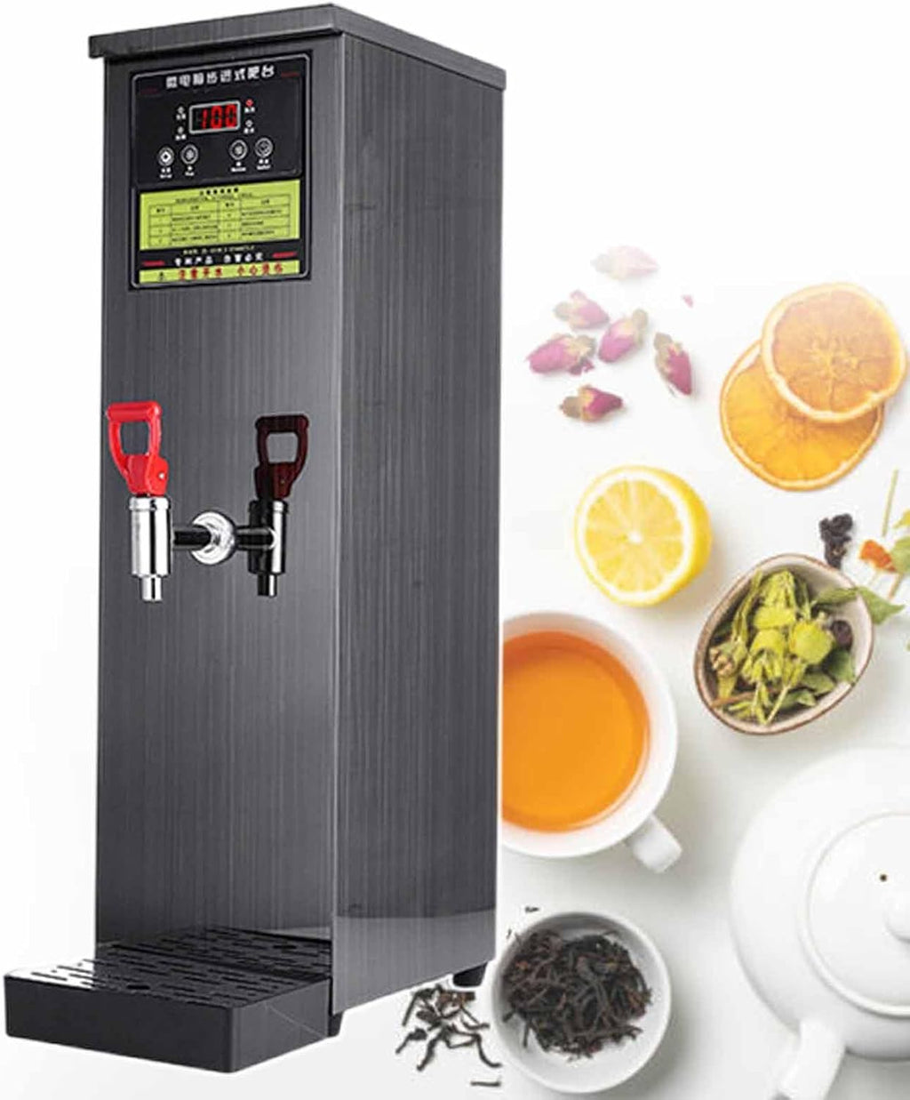 Auto Hot Water Boiler, Commercial Hot Water Dispenser, Stepping Type Boiling Water Machine, LCD Temperature Display, with Drip Tray, for Brewing Coffee, Hot Cocoa, Milk Tea,Black