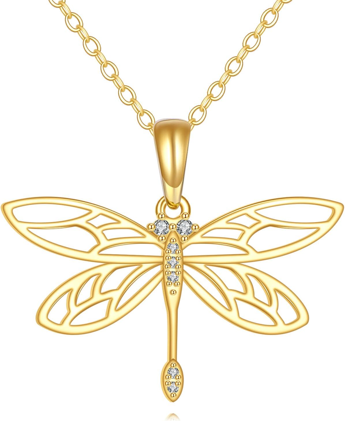 DOVRAN 14K Solid Gold Cat/Butterfly/Heart/Teardrop Necklace for Women 14K Gold Opal/Lapis Lazuli/Black Onyx Pendant Jewelry Gift for Women