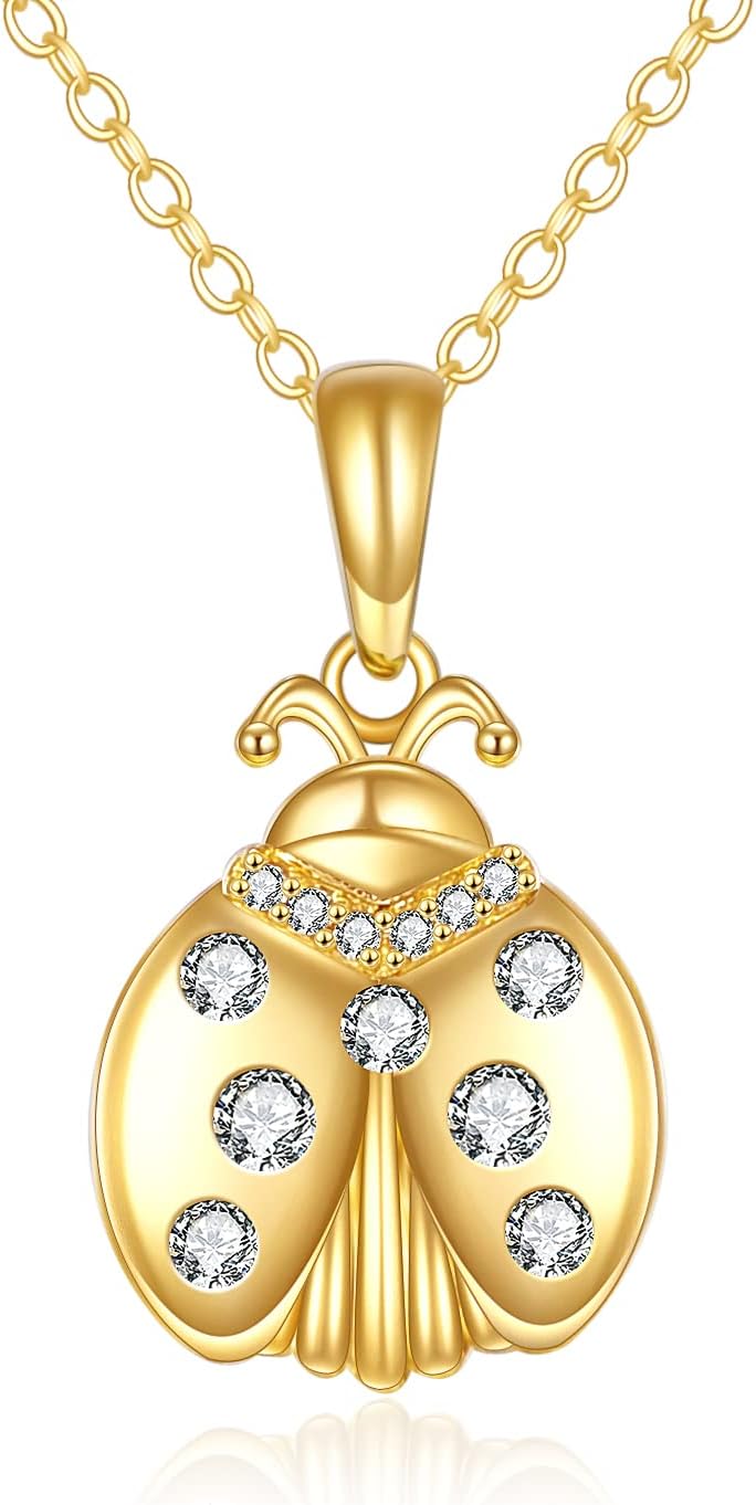 KECHO 14K Gold Red Cardinal/Hummingbird/Ladybug/Dragonfly Necklace Gifts for Women Pendant Memorial Jewelry