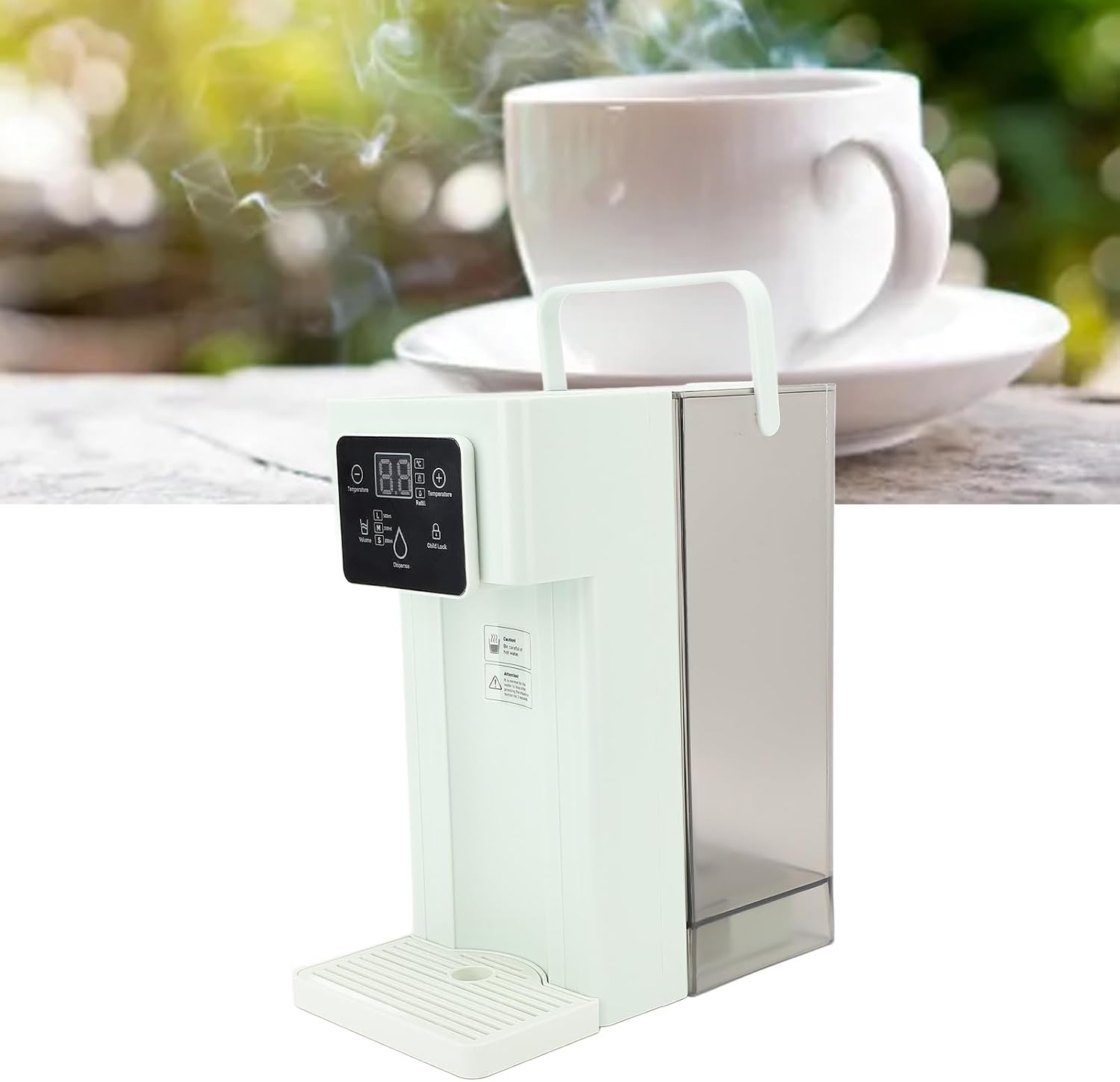 3 Second Rapid Heating, 7 Temperatures 3L Capacity Quick Hot Water Dispenser for Countertop Desktop with Self (US Plug 110V)(Green)
