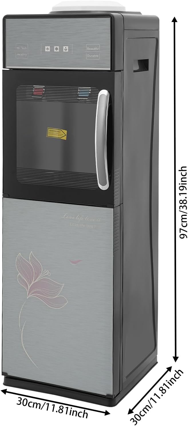 Water Cooler Dispenser for 5 Gallon Bottle, Top Load Cold Hot Water Dispenser, with Cabinet, Freestanding Electric Water Dispensers for Homes, Gyms, Office