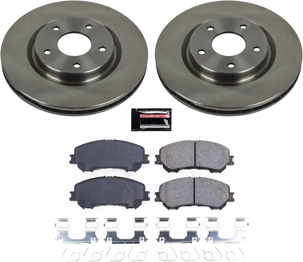 PowerStop Front Brake Kit for Nissan Rogue 2014-20 | Nissan Rogue Sport 2017-22 - Z17 Ceramic Brake Pads & Disc Rotors Replacement, KOE7036