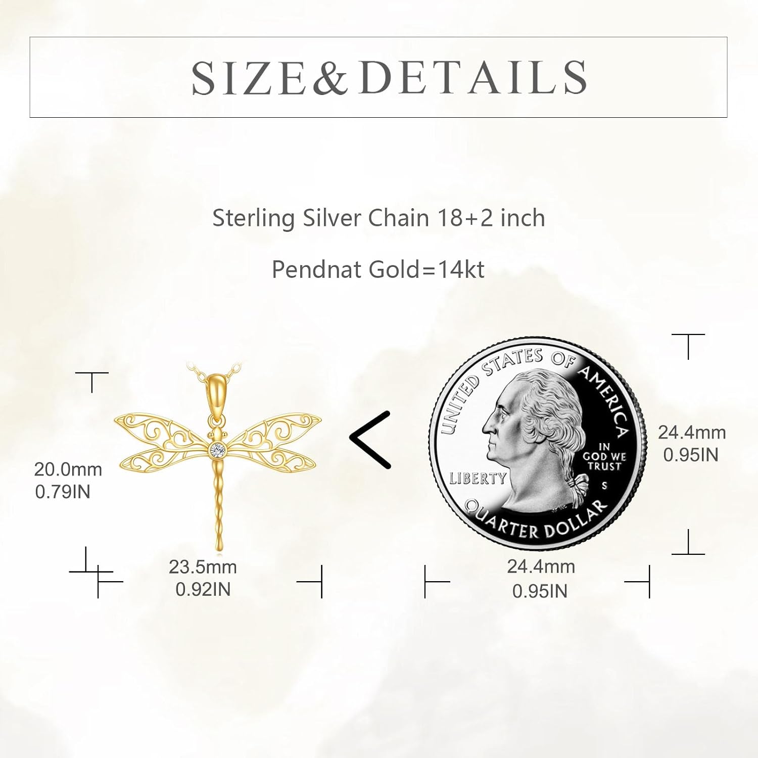 DOVRAN Real Solid Gold Birthstone Butterfly/Dragonfly/Bee/Hummingbird Necklace for Women Yellow Gold Animal Pendant for Christmas Dainty Jewelry Birthday Gifts for Mom Wife