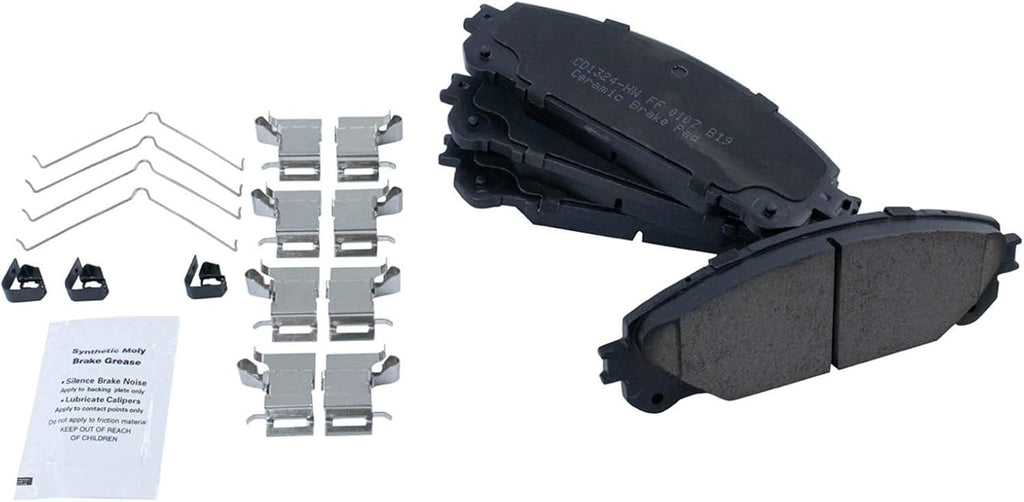 TRQ Front Ceramic Brake Pad and Rotor Set Compatible with 08-19 Toyota Highlander 11-20 Toyota Sienna 10-15 Lexus RX350 10-15 Lexus RX450h 15-17 NX200t 18-21 NX300 15-20 NX300h