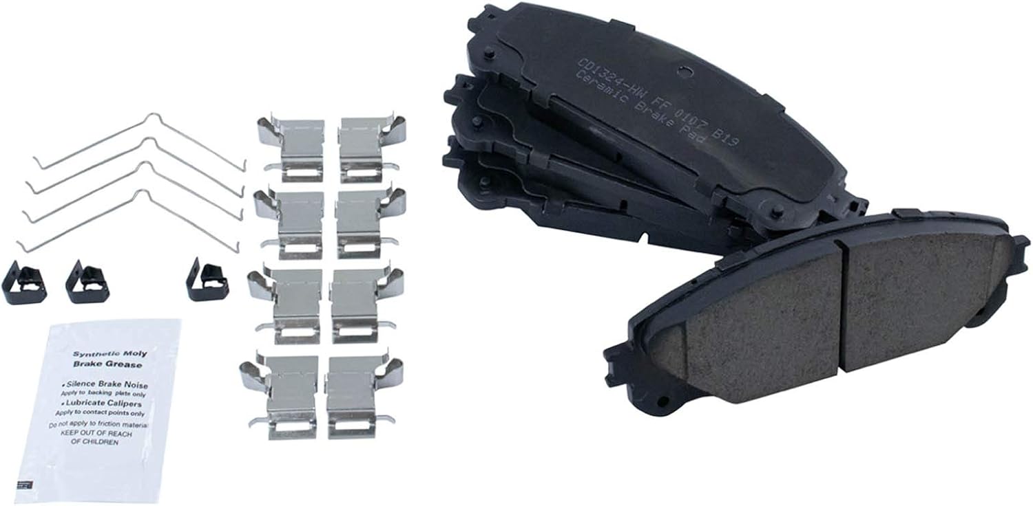TRQ Front Ceramic Brake Pad and Rotor Set Compatible with 08-19 Toyota Highlander 11-20 Toyota Sienna 10-15 Lexus RX350 10-15 Lexus RX450h 15-17 NX200t 18-21 NX300 15-20 NX300h
