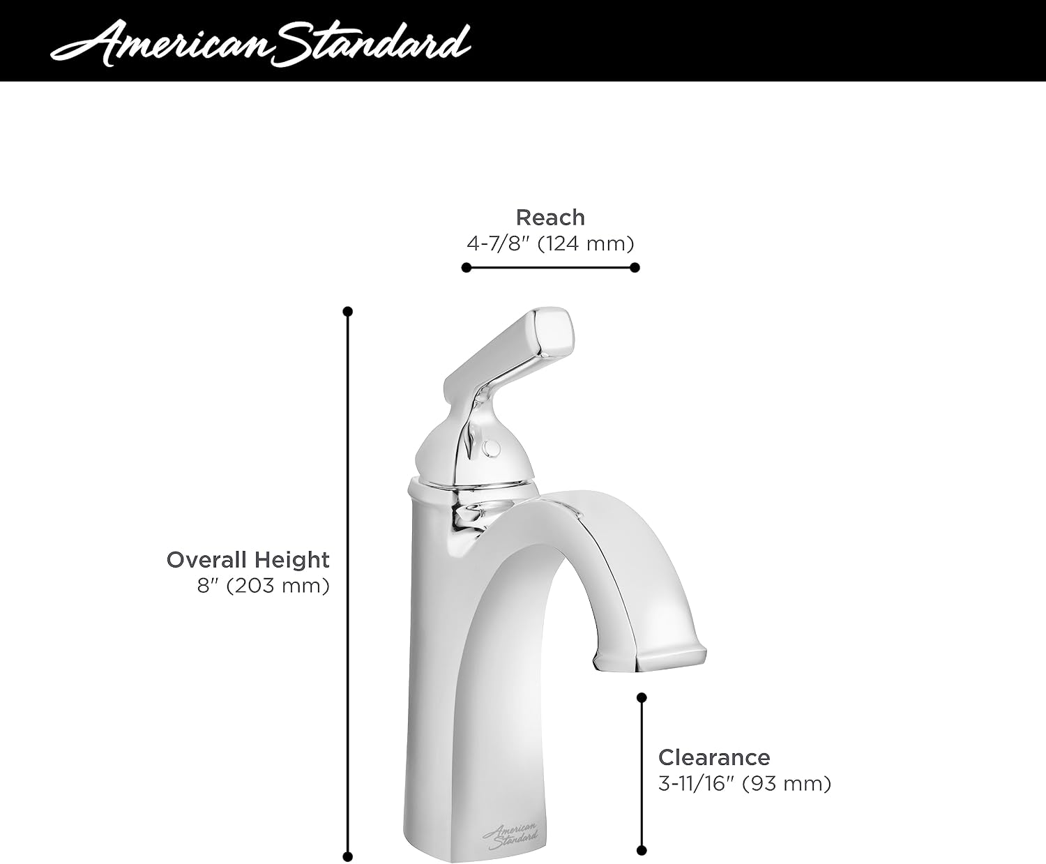 American Standard 7018101.243 Edgemere Single Control Bathroom Faucet, Matte Black