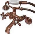 Kingston Brass KS266AC Kingston Wall Mount Clawfoot Tub Faucet with Hand Shower, Antique Copper