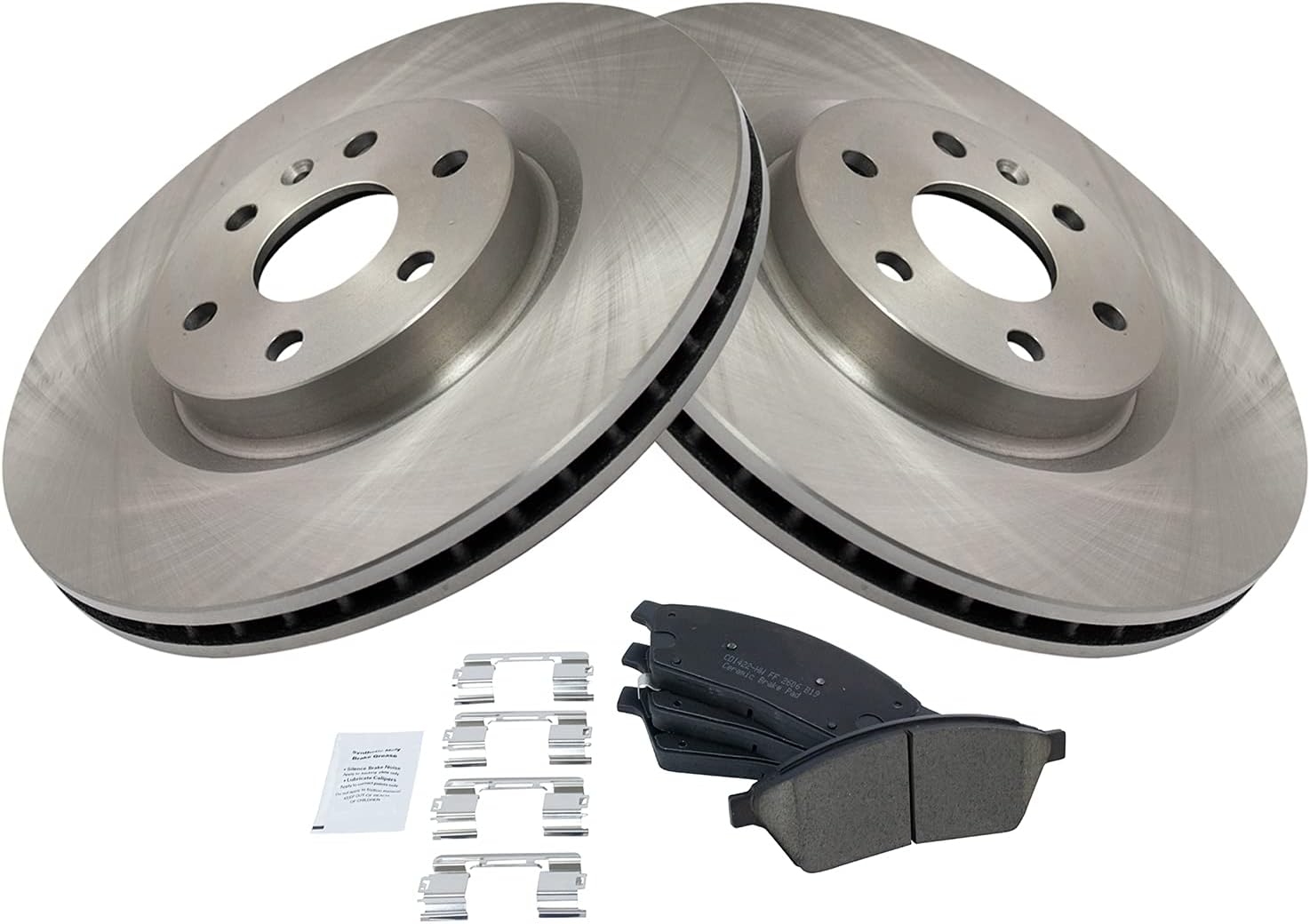 TRQ Front Brake Pad and Rotor Set Ceramic Vented Rotors Compatible with 2010-2016 Cadillac SRX