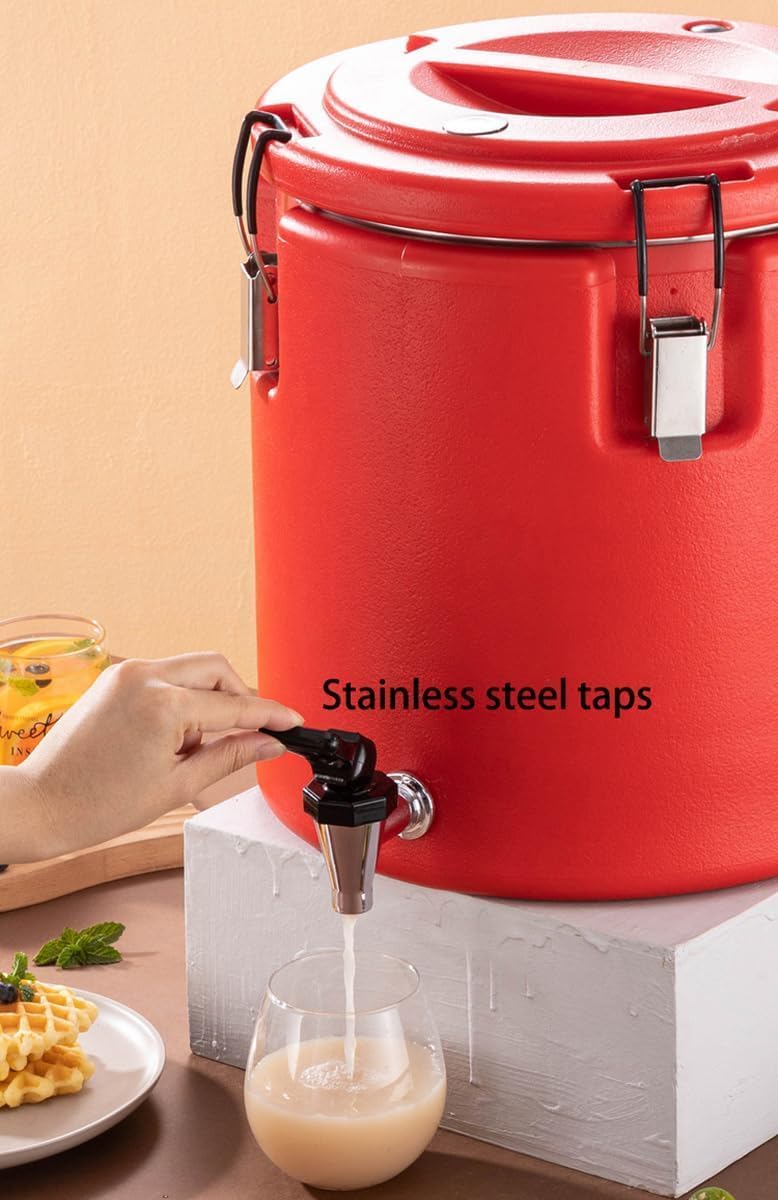 Commercial Thermal Insulation Large Container,Stainless Steel Hot Water Dispenser Coffee Urn, with Faucet for Restaurants, Soups, Durable & Convenient (Size:20L)