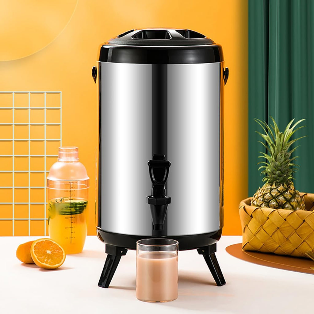 Commercial Stainless Steel Milk Tea Bucket,Drink Dispenser for Party,Suitable for hot Water, Tea, Coffee, Milk, Juice,Heat Preservation,12L