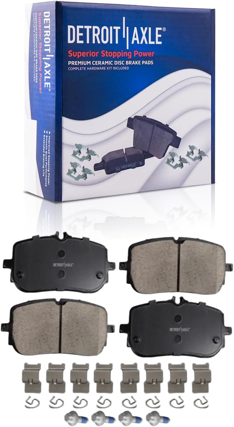Detroit Axle - Brake Kit for 2019-2022 Mercedes-Benz A220, 2020-2022 CLA250, Disc Brake Rotors Brakes Pads with Hardware 2020 2021 Replacement: 12.52' inch Front & 11.61' inch Rear Rotors