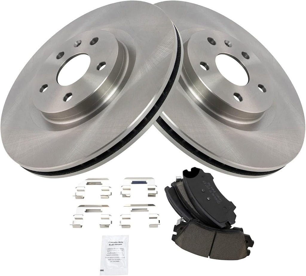 TRQ Front Brake Pad and Rotor Set Ceramic Vented Rotors Compatible with 2011-2017 Chevrolet Caprice