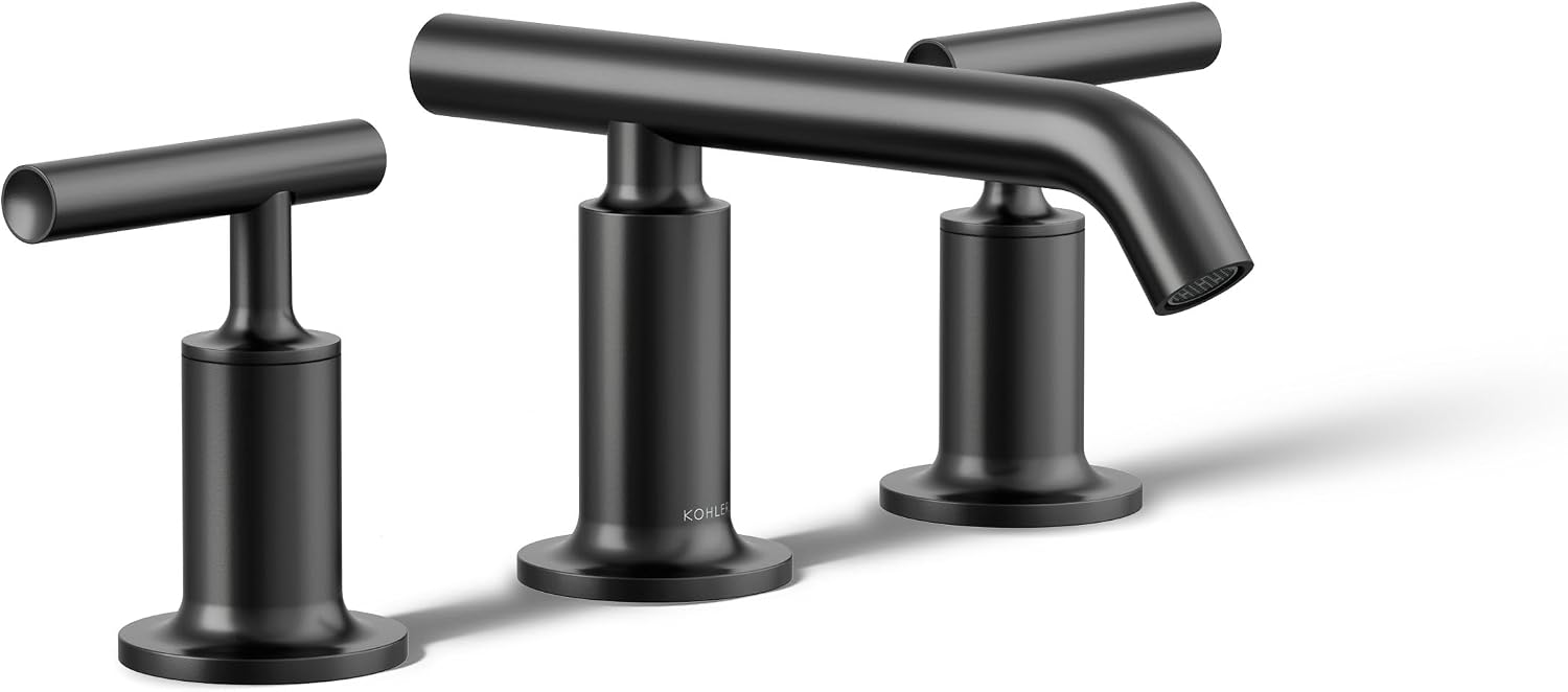 Kohler 14410-4-BL Purist® Widespread Bathroom Sink Faucet with Lever Handles, 1.2 gpm, Matte Black