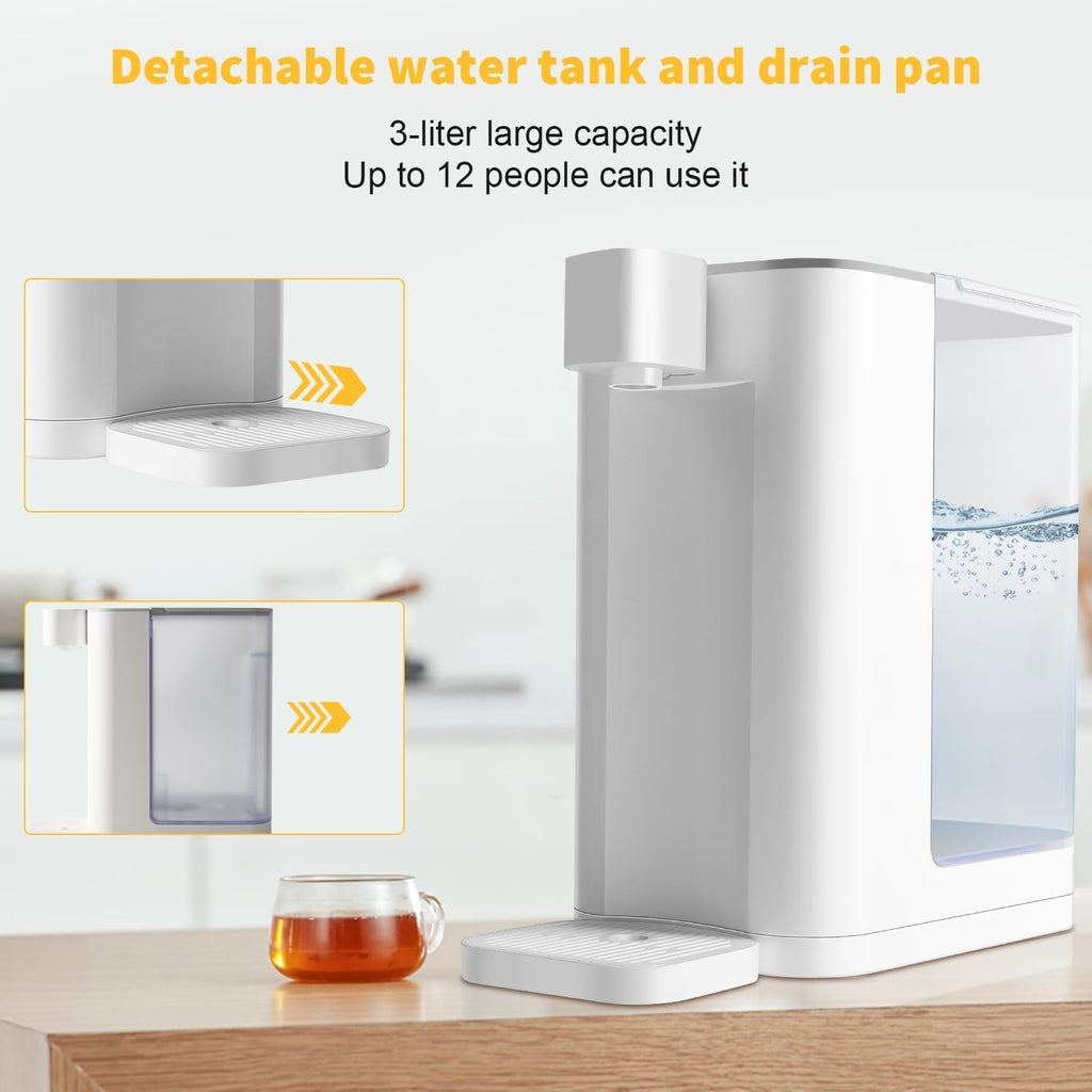 Instant Hot Water Dispenser, Countertop Design with Temperature Setting, LCD Display, Digital Touchscreen, Suitable for Home and Office