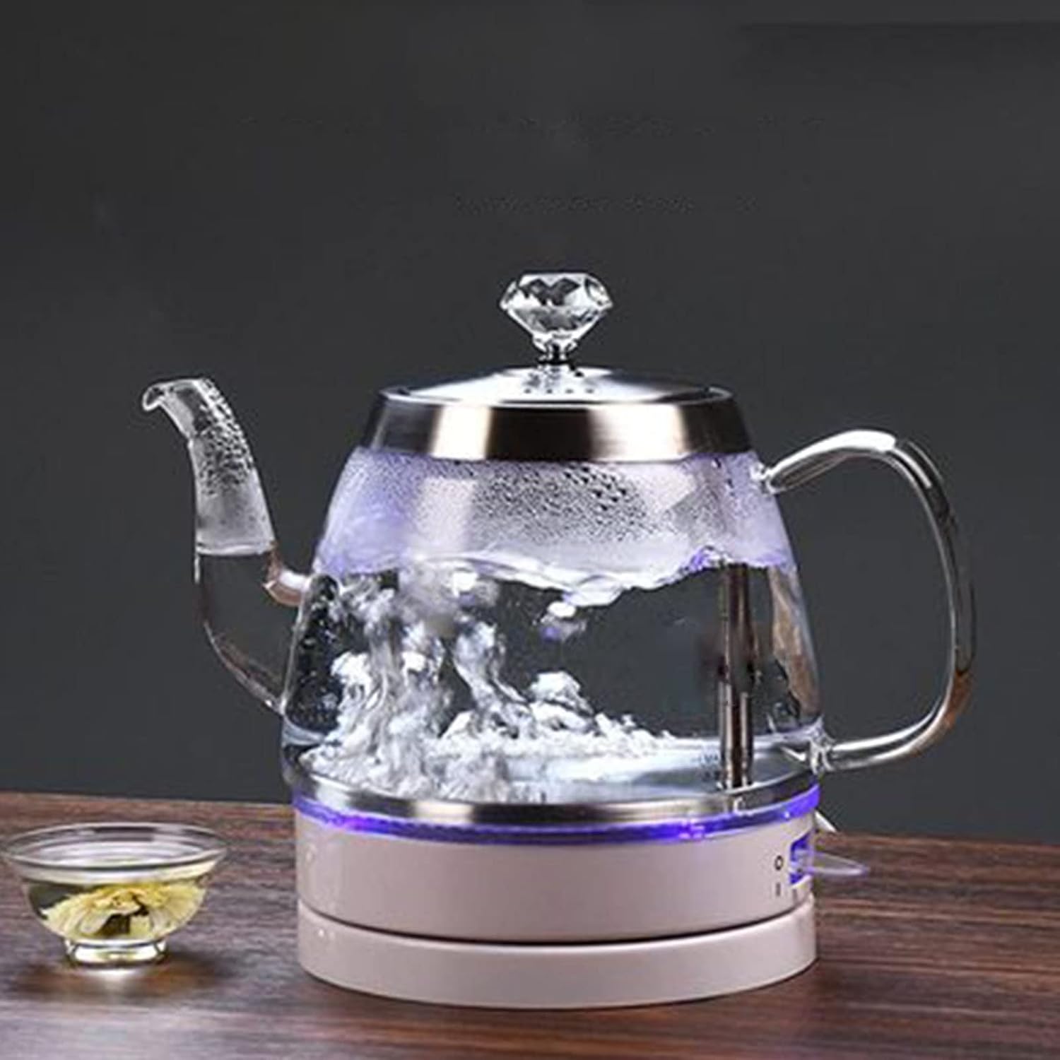 White Electric Kettle Glass Hot Water Dispensers Tea Kettle Jug Portable Electric Hot Water Kettle Boil Dry Protection Electric Kettles Cordless Fast Boil (A)