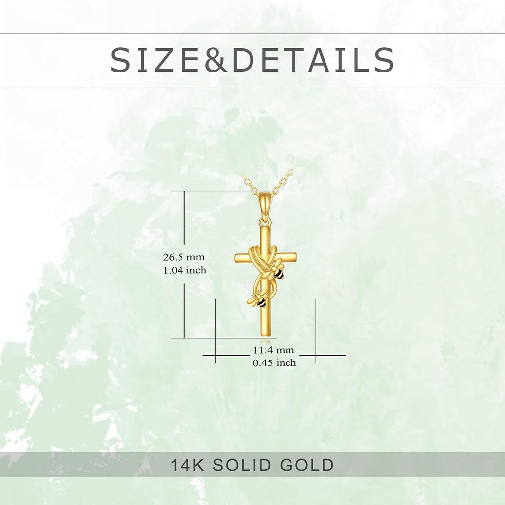 KECHO 14k Real Gold Cross Jewelry Gifts for Mother Grandma Sister Cross Pendant Necklace for Women