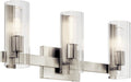Kichler Jemsa 3-Light Bathroom Vanity Light Fixture, Modern Wall Mount with Clear Fluted Glass in Brushed Nickel for Powder Room or Mirror (9.75' x 22.75'), 55168NI