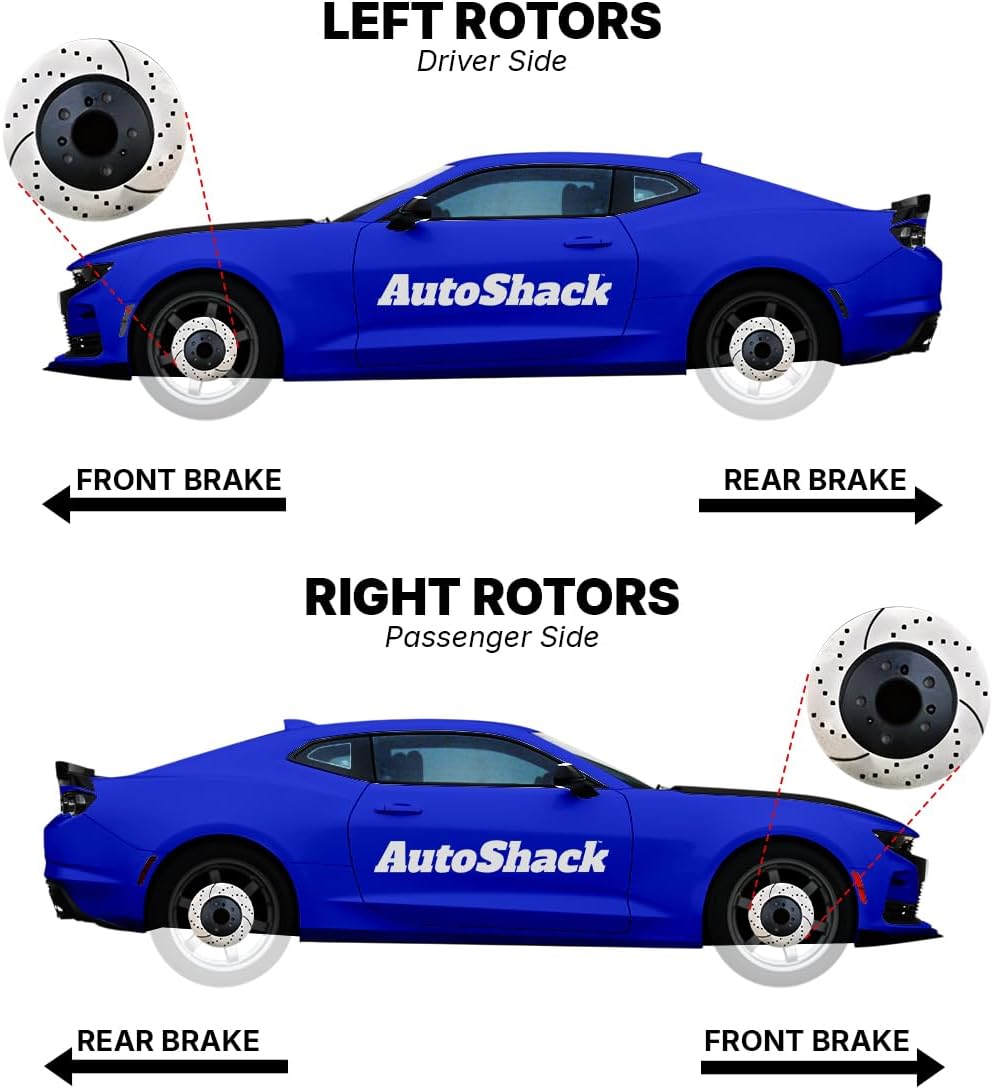AutoShack Front Brake Rotors & Ceramic Pads for Chevrolet, Silverado 1500 2005-2018, 4WD RWD V6 4.3L V8 4.8L 5.3L 6.0L 6.2L - E-Coated Drilled & Slotted - ShadowGuard - 12.99' (329.9 mm), 6-Lug