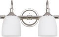 Polished Nickel 2-Light Bathroom Vanity Light Fixtures Over Mirror, Vintage Vanity Lights for Living Room, Milk White Glass Shades, Standard E26 Base