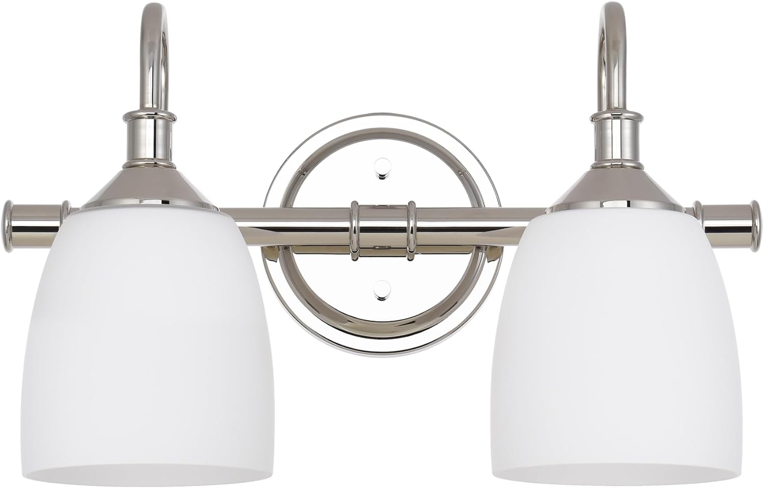 Polished Nickel 2-Light Bathroom Vanity Light Fixtures Over Mirror, Vintage Vanity Lights for Living Room, Milk White Glass Shades, Standard E26 Base