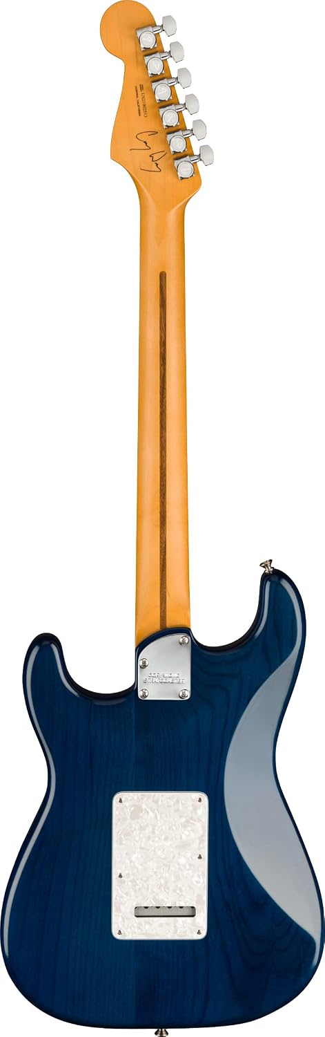 Fender Cory Wong Stratocaster - Sapphire Blue Transparent Bundle with Deluxe Case, Cable, Capo, Tuner, Strap, Strap Blocks, Picks, and Austin Bazaar Instructional DVD