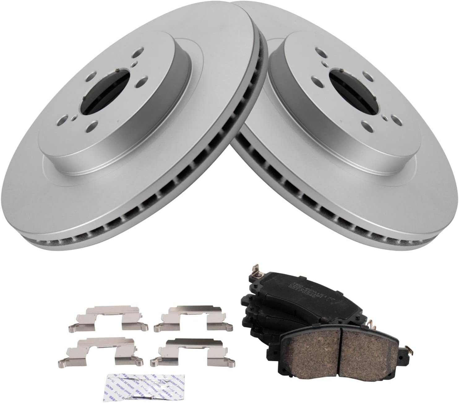 TRQ Front Ceramic Brake Pad and Rotor Set Coated Compatible with 2018-2019 Subaru Crosstrek 2017-2019 Subaru Impreza with 294mm Diameter Front Rotors