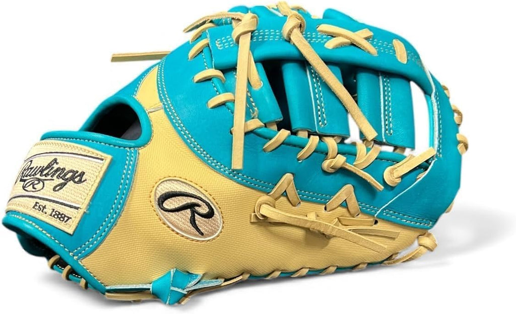 Rawlings Heart of the Hide Speed Shell Baseball Glove – Teal/Blonde – First Base Mitt & Catcher's Mitt – Pro HOH Leather – Lightweight – RHT & LHT Available