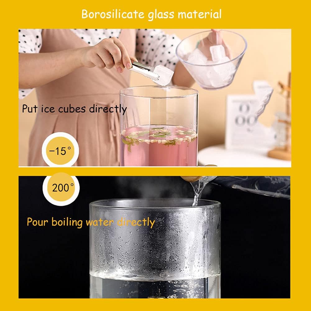 Drink Dispenser, Drinks Dispenser, Beverage Dispenser with Tap and Stand, Drinks Jar Dispenser for Wine Cocktail Glass Drink Barrel with Sealing Cap High Temperature Resistant Glass(5L)