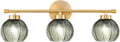 Modern 3 Lights Wall Sconce Lighting, Vintage Bathroom Light Fixtures Gold Vanity Light, Farmhouse Green Glass Wall Lamp, Porch Wall Mount Light for Mirror Living Room Bedroom