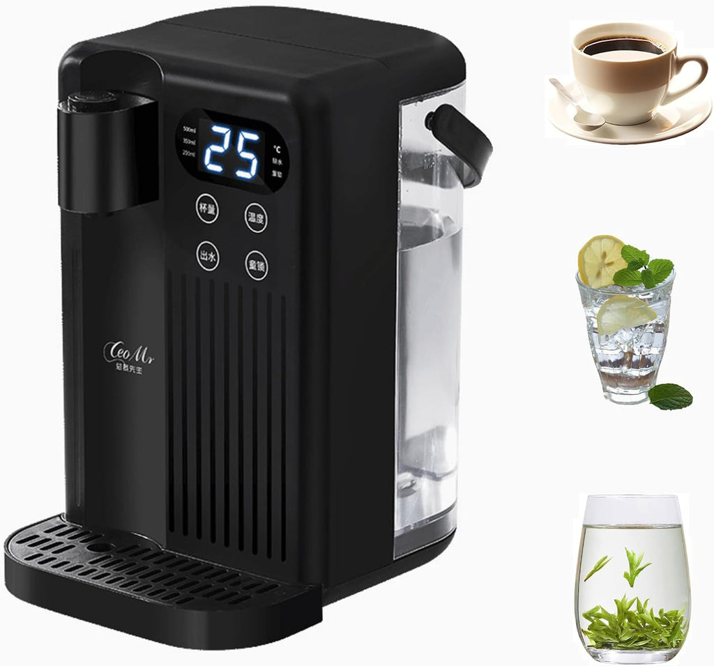 Countertop Water Dispenser, 3 Stage Water Filter & Adjustable Instant Hot Water | Easy Access Refillable 3L Tank | Tall 11.81' Dispense Height, LED Touch Controls (Black)