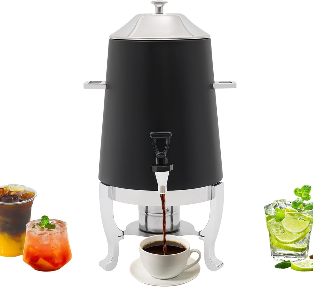 3.43 Gallon / 13L Stainless Steel Beverage Dispenser, Fuel Heating Coffee Urn with Spigot & Fuel Holder, Commercial Hot Water Dispenser Countertop for Milk Coffee Tea Water Juice