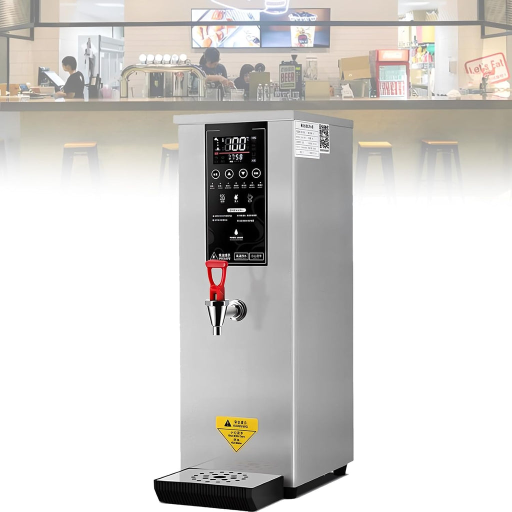 Commercial Hot Water Dispenser, 60°C to 100°C Temperature Adjustable, Built-in Purifier, Step-heating, 60L/H Large Output, for Boba Tea Coffee Office Restaurant Silver