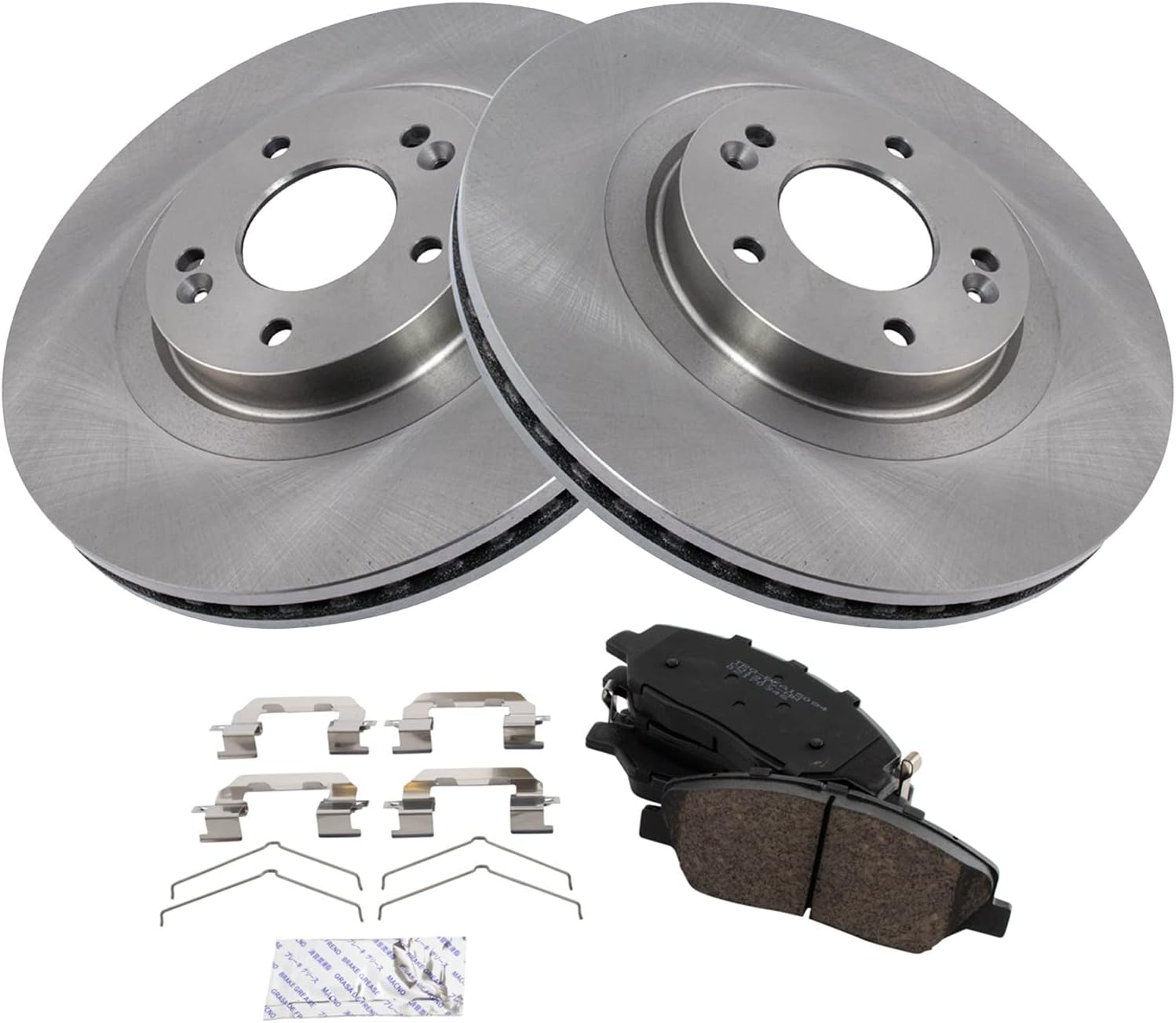 TRQ Front Brake Pad and Rotor Set Ceramic Vented Rotors Compatible with 2017-2018 Hyundai Santa Fe 2019 Santa Fe XL