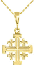 Jewelry America Solid 14K Yellow Gold Crusaders Jerusalem Cross Pendant Necklace